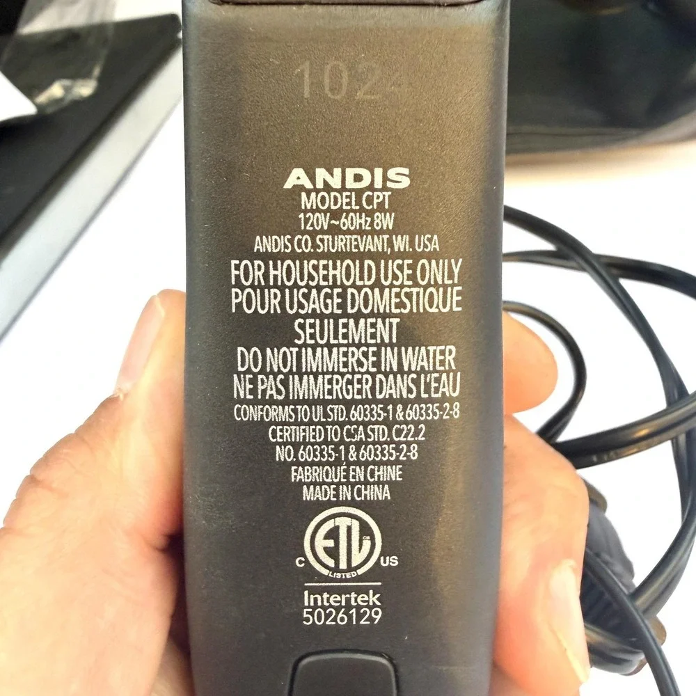 Andis Model CPT Square Blade Trimmer Corded Electric Neck Black Mens W/ Case